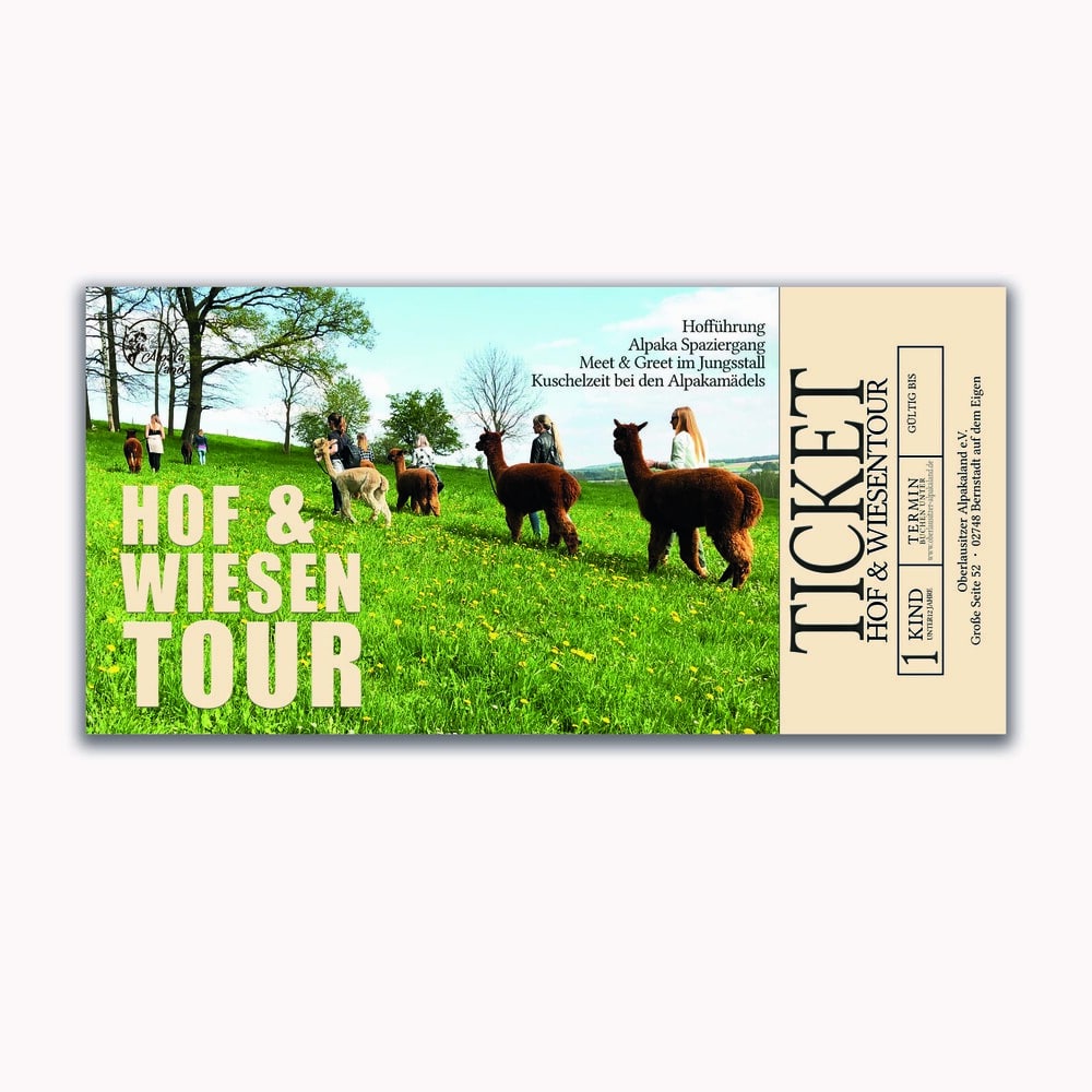 Tickets für eine Hof- & Wiesentour inkl. Alpaka-Wanderung