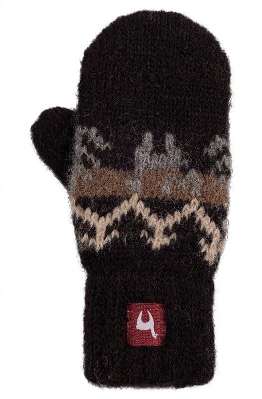 Alpaka Fausthandschuhe NATURA (6 Monate - 12 Jahre) Kinderhandschuhe 4-6 Jahre Natur-Schwarz
