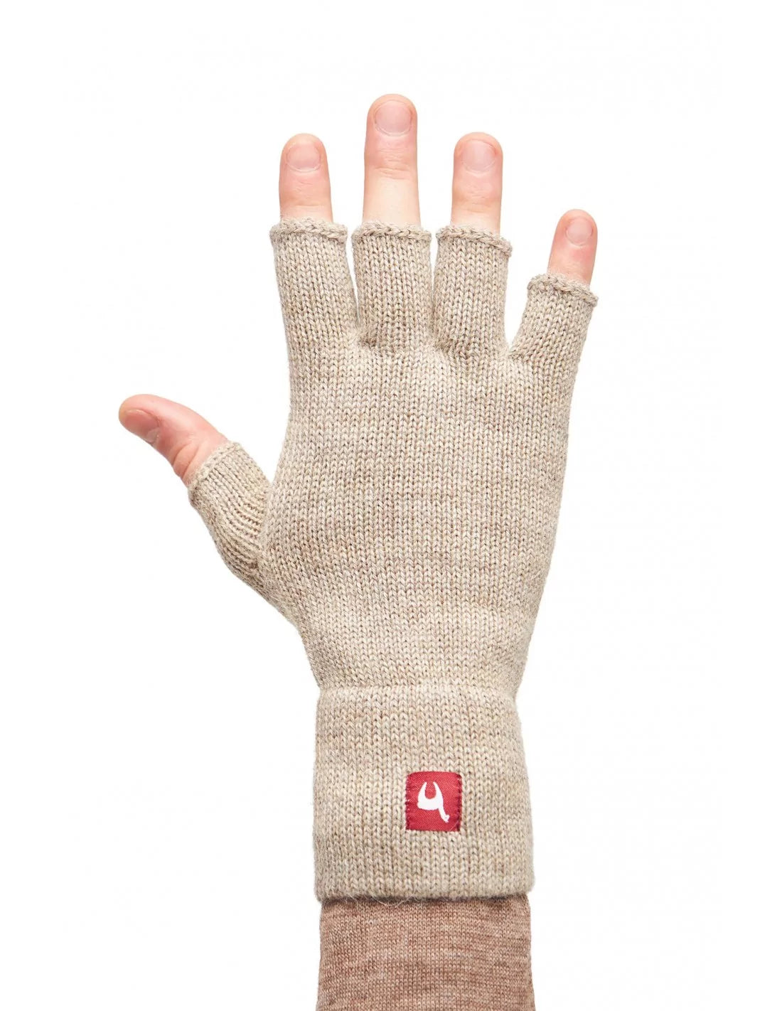Alpaka Handschuhe HALBFINGER Sand S