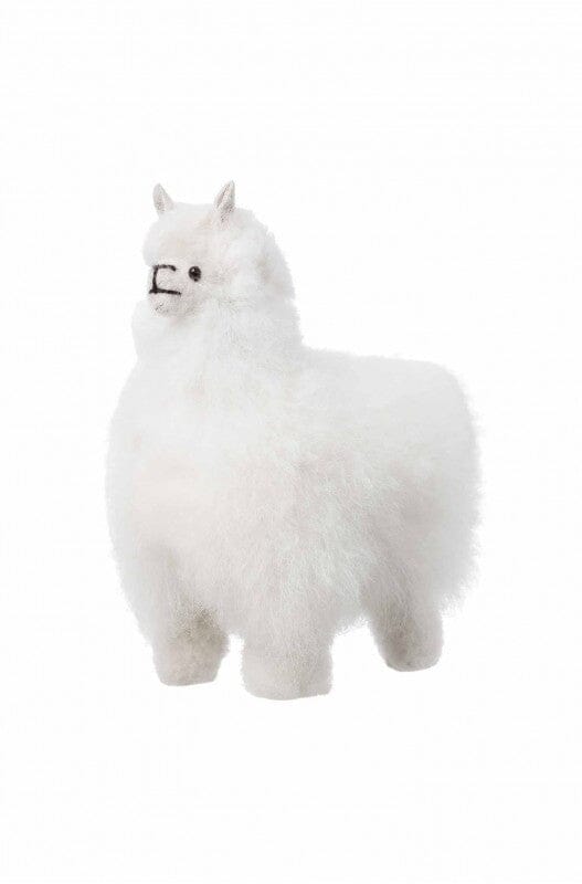 Alpaka KUSCHELIGES FELLTIER (10cm) aus Alpaka Fell Stofftier weiss
