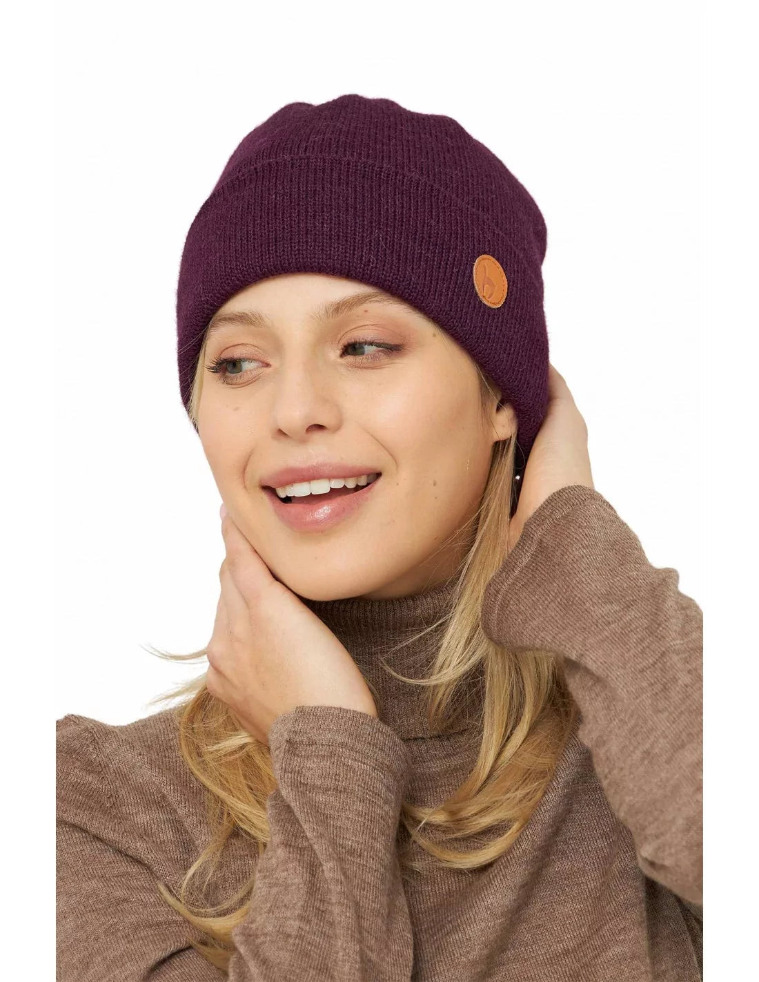 Alpaka Mütze BARK Aubergine S