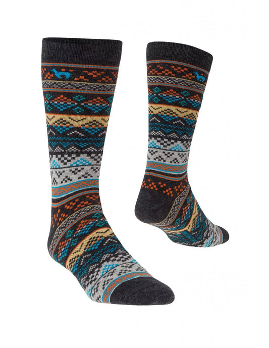 Alpaka Premium Socken INKA Blau-Apricot 36-38