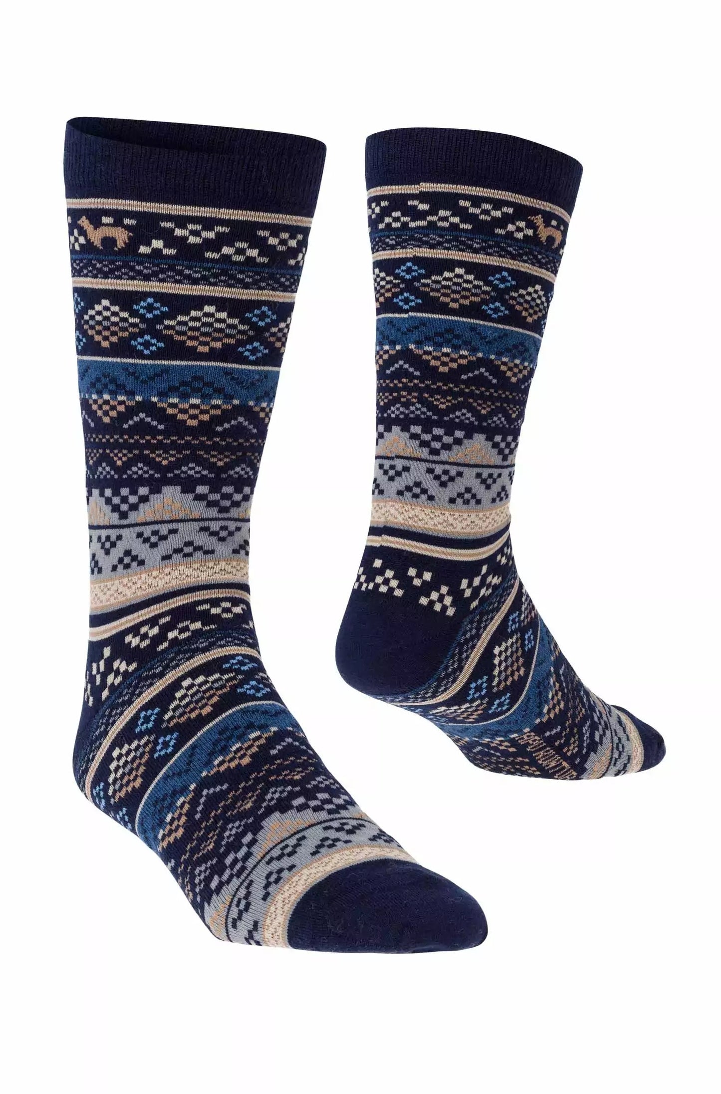 Alpaka Premium Socken INKA Blau-Sand 36-38