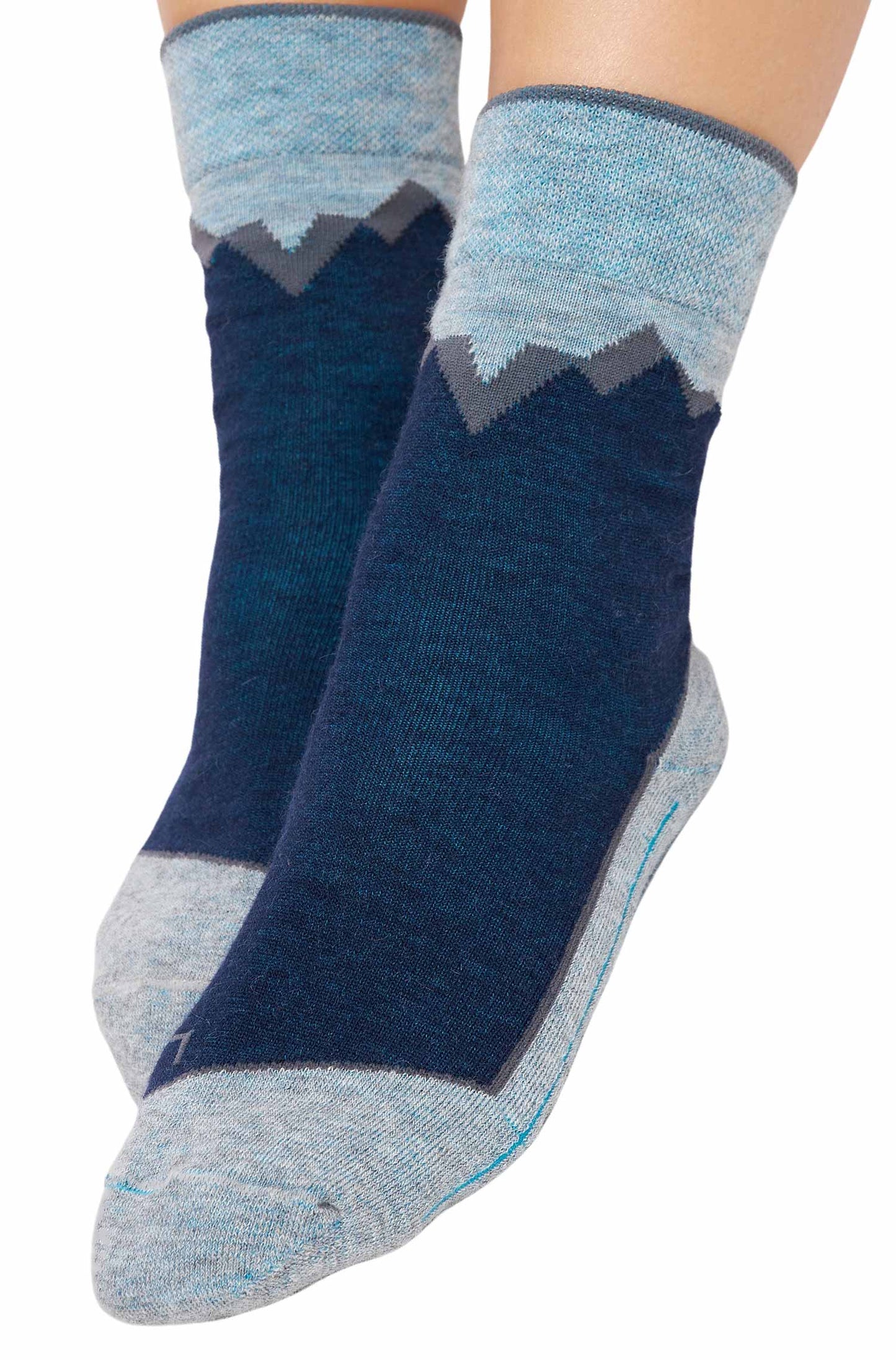 Alpaka Premium WANDERSOCKEN Blau-Grau 36-38