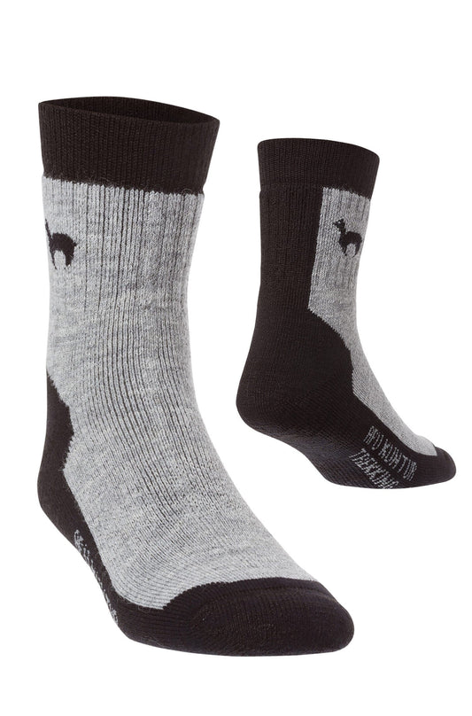 Alpaka TREKKING Socken Schwarz-Grau 36-38