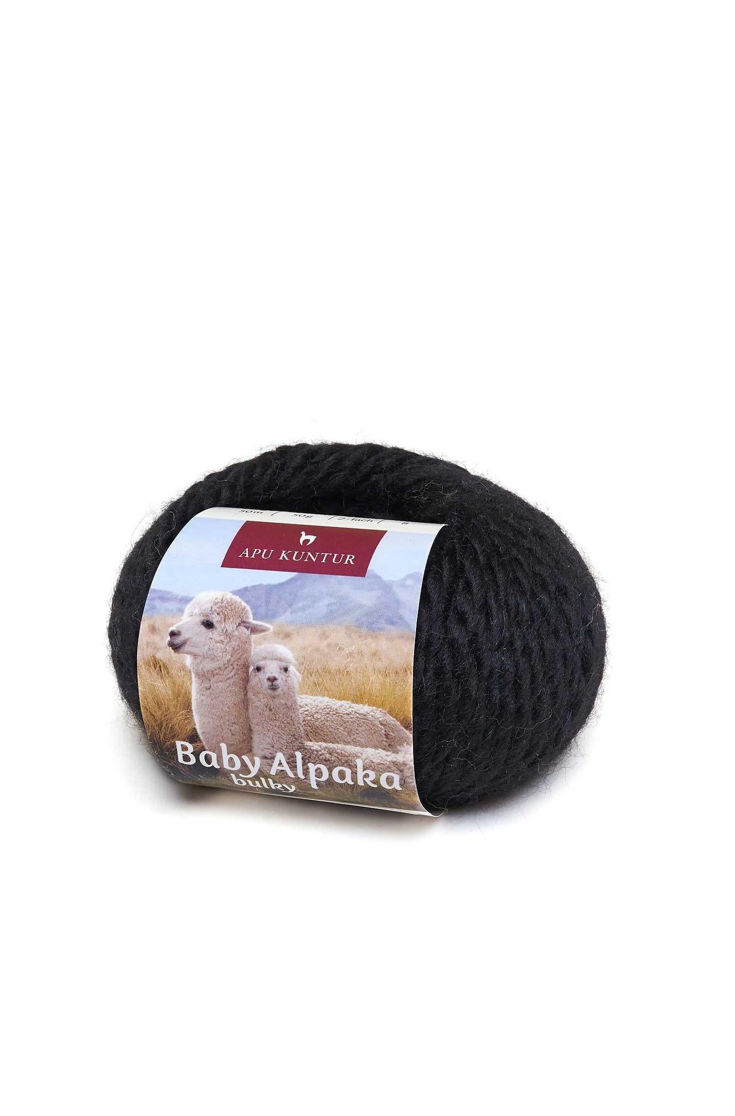 Alpaka Wolle BULKY 50g 50m Nadel 8 Strick-Häkel-Garn Strickwolle 01 Schwarz
