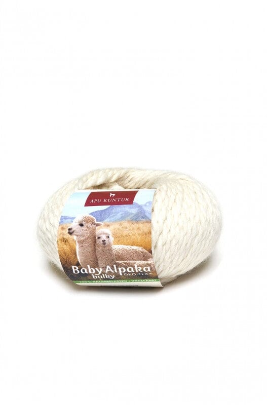 Alpaka Wolle BULKY 50g 50m Nadel 8 Strick-Häkel-Garn Strickwolle N-100 Natur