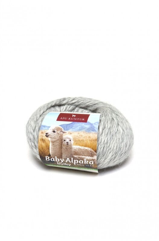 Alpaka Wolle BULKY 50g 50m Nadel 8 Strick-Häkel-Garn Strickwolle N-150 Hellgrau