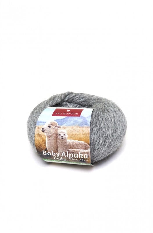 Alpaka Wolle BULKY 50g 50m Nadel 8 Strick-Häkel-Garn Strickwolle N-160 Mittelgrau