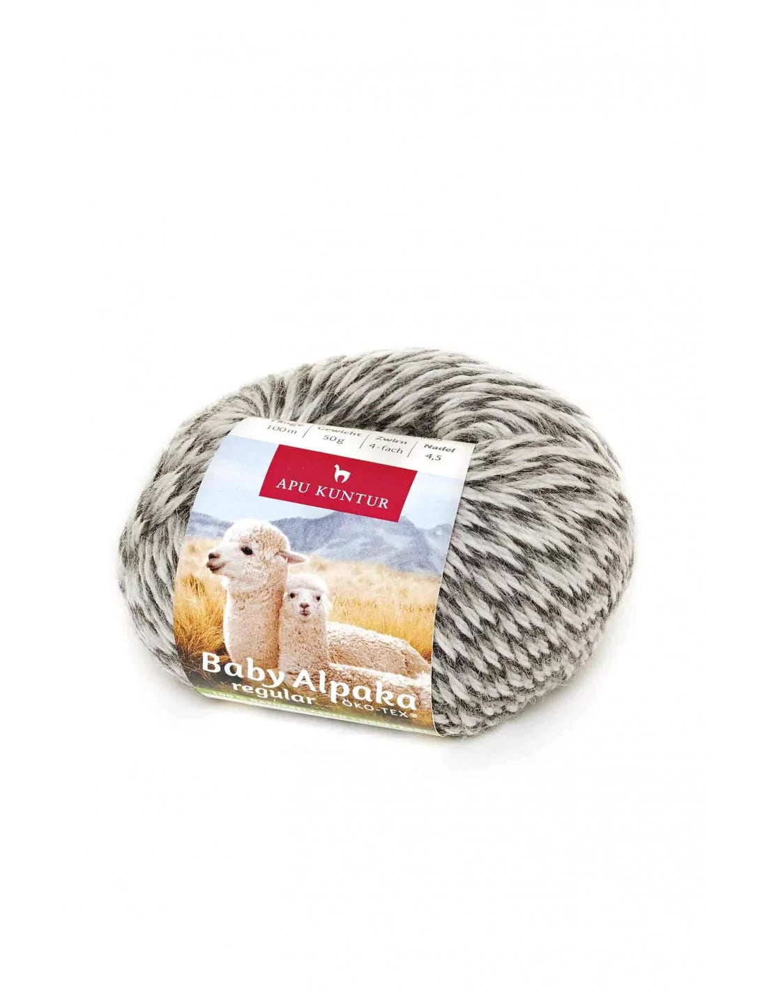 Alpakawolle REGULAR 50g 100m Nadel 4-4,5 Strick-Häkel-Garn Strickwolle N-155 Grau-Melange
