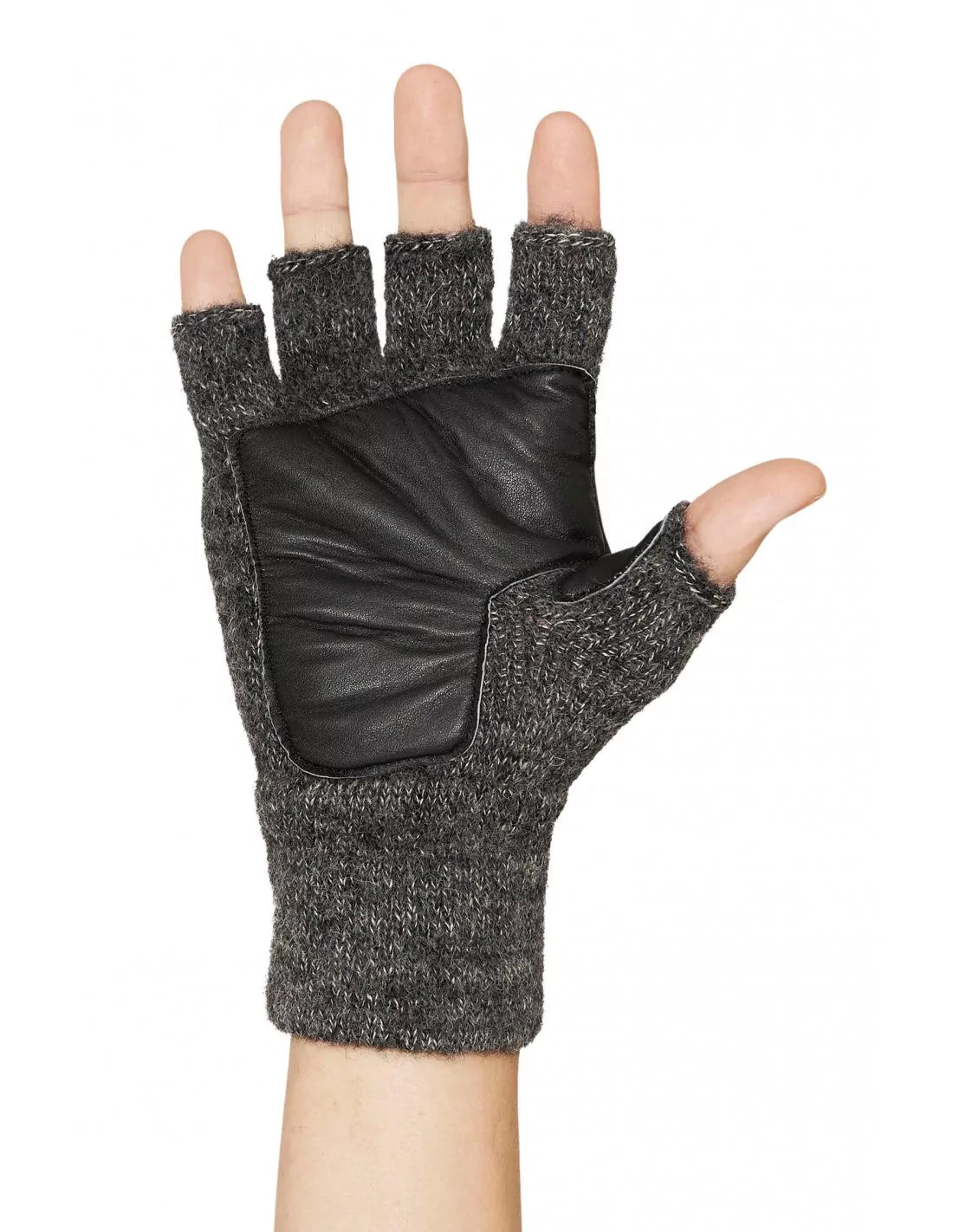 handschuhe anthrazit Fingerlose Handschuhe mit Leder-Handfläche 'Macha' – Oberlausitzer Alpakaland e.V
