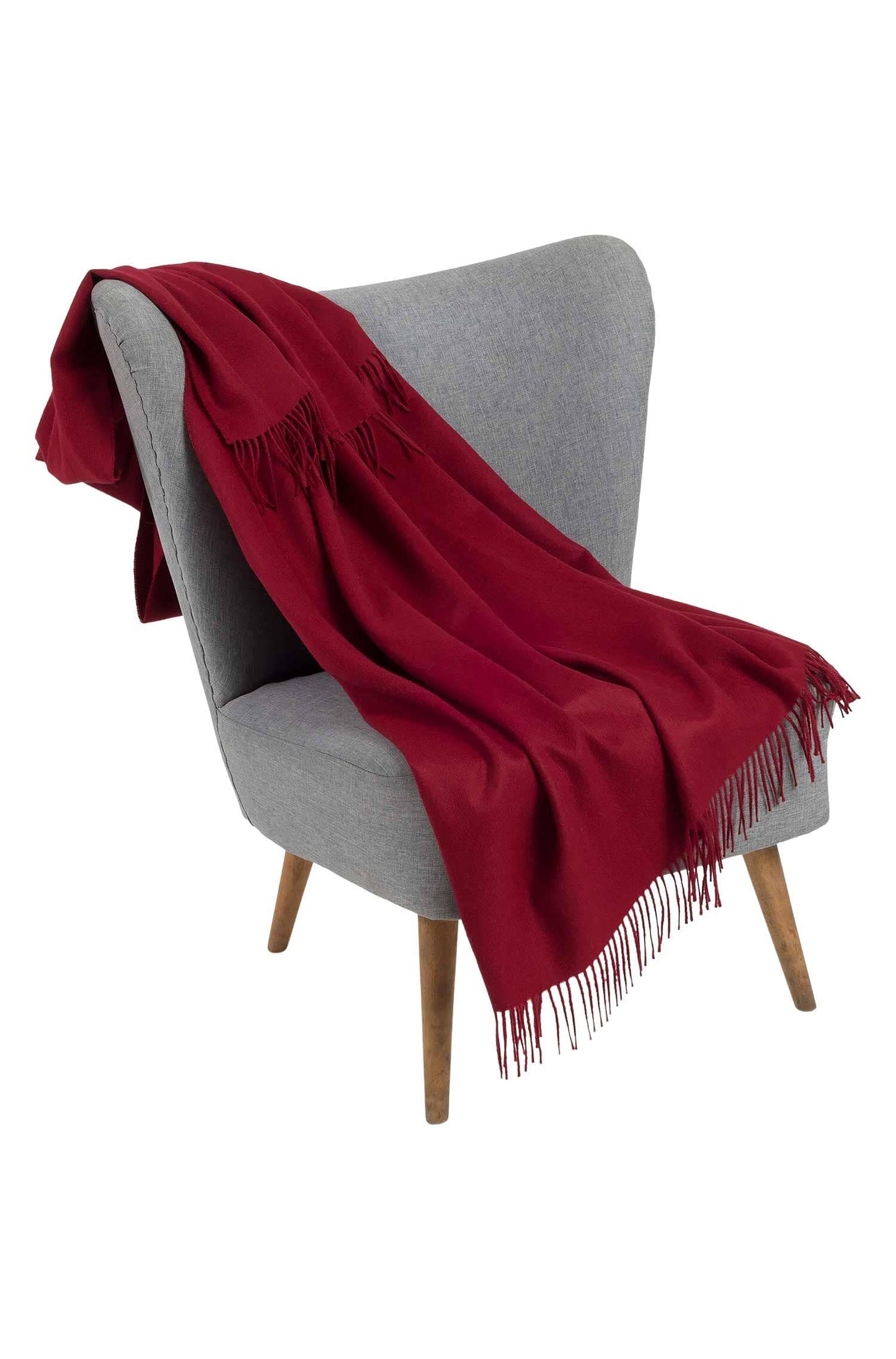 Tagesdecke 'Uni' aus 100% Baby Alpaka Couchdecke Weinrot