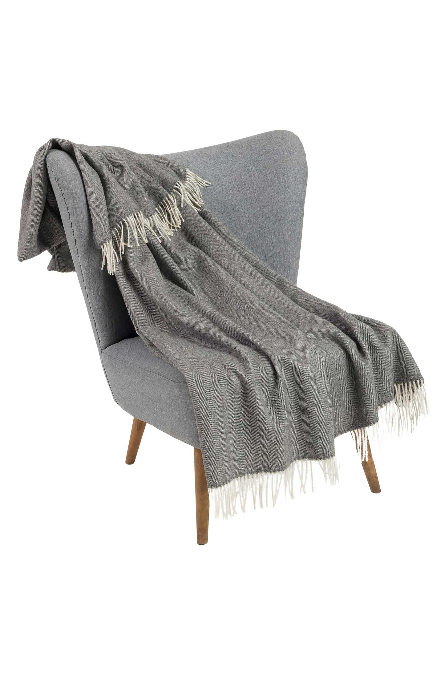 Alpaka Tagesdecke 'Fischgrat' aus 100% Baby Alpaka