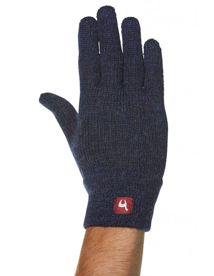 Alpaka Fingerhandschuhe UNI Blau-Meliert XS 