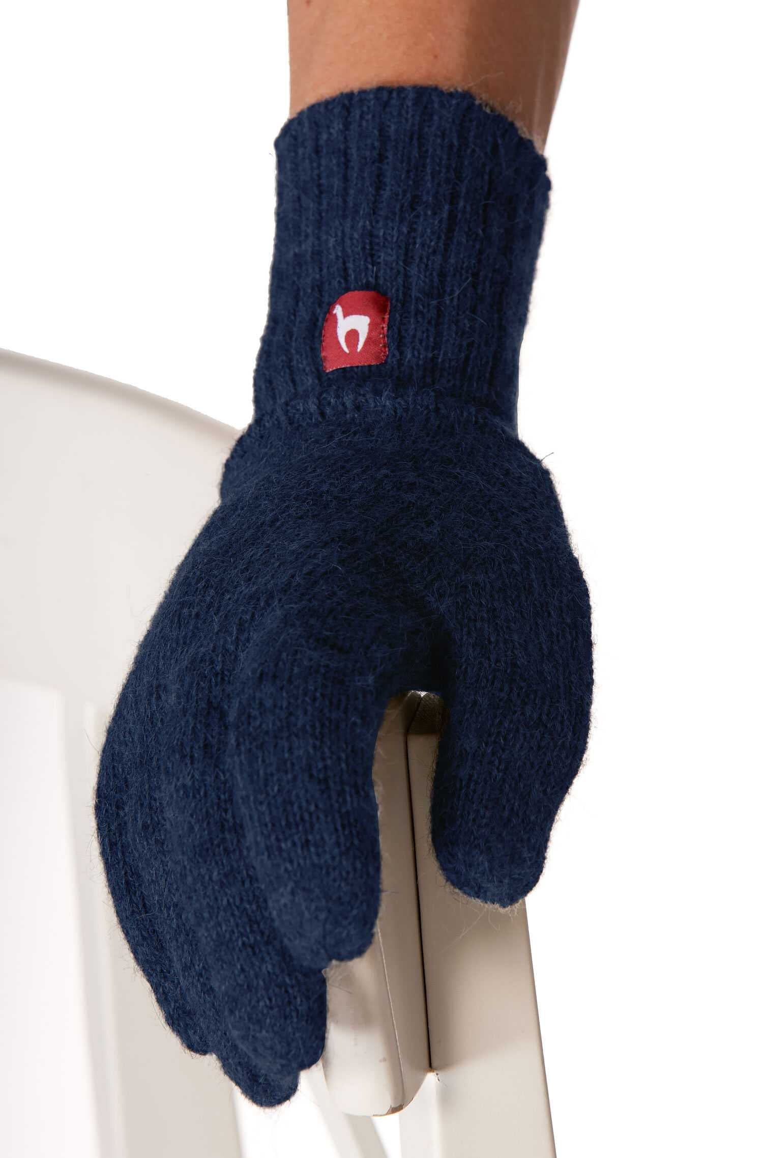 Alpaka Fingerhandschuhe Uni Dark-Navy XL 