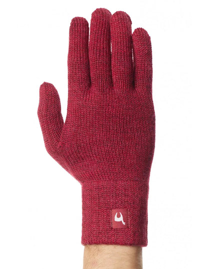 Alpaka Fingerhandschuhe UNI Rot-Meliert XS 