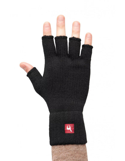 Alpaka Handschuhe HALBFINGER Schwarz S 