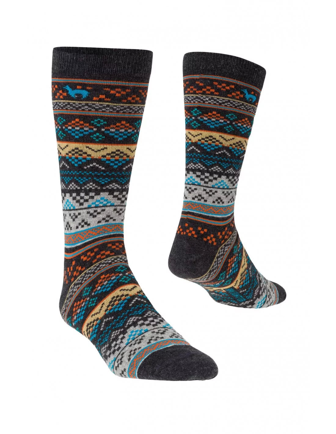 Alpaka Premium Socken INKA Blau-Apricot 36-38 