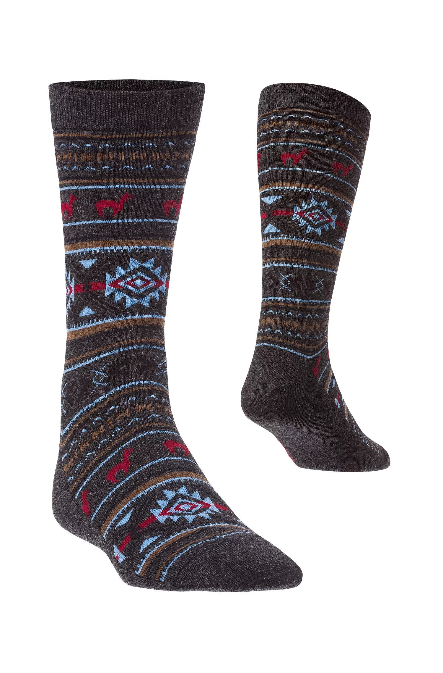 Alpaka Premium Socken JACQUARD Grau-Blau 36-38 