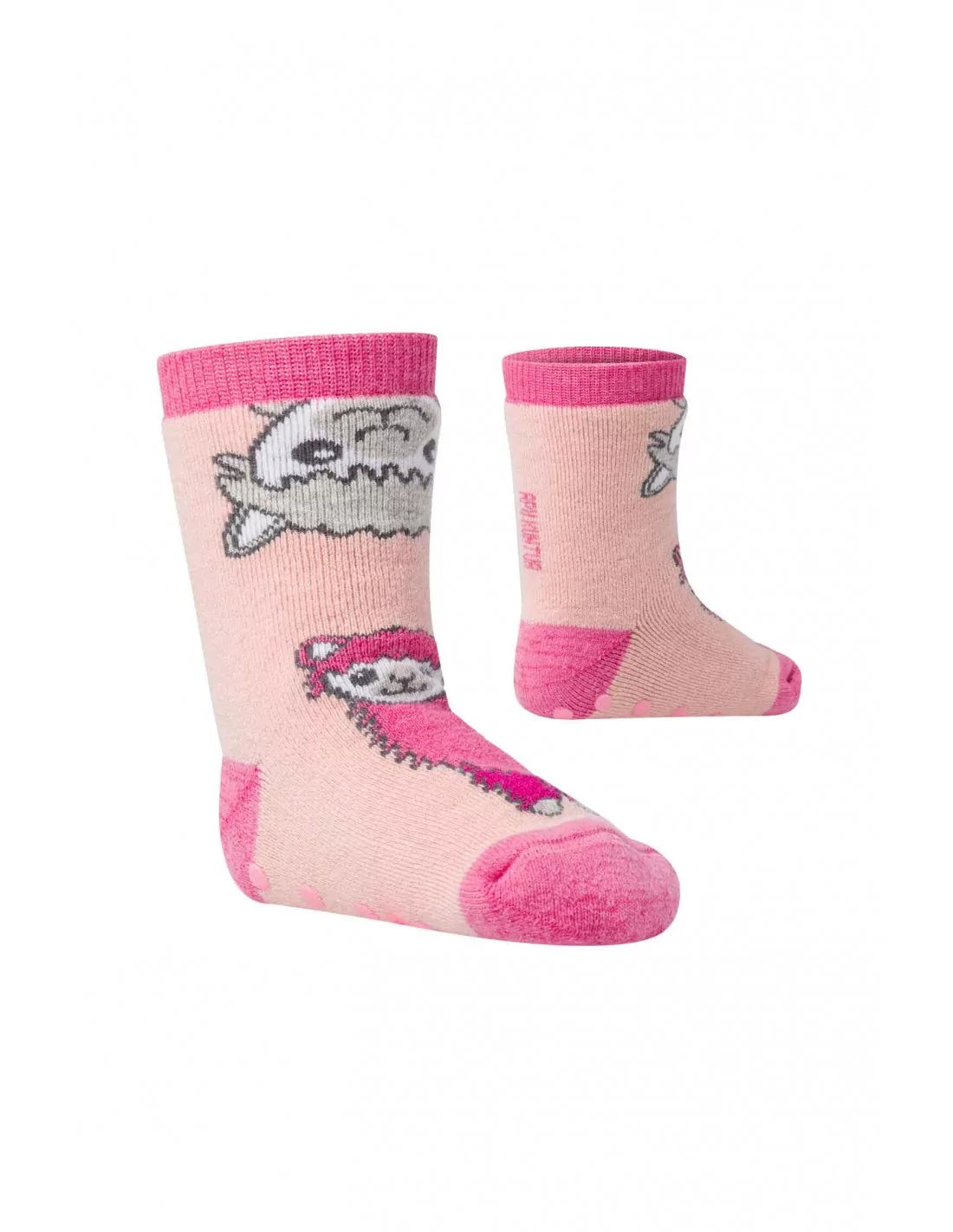 Alpaka Socken für Babys und Kinder mit ABS (bunte Motive) Kindersocken Pink 15-17 