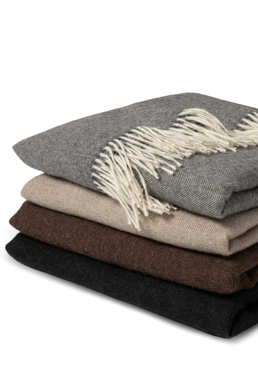 Alpaka Tagesdecke 'Fischgrat' aus 100% Baby Alpaka