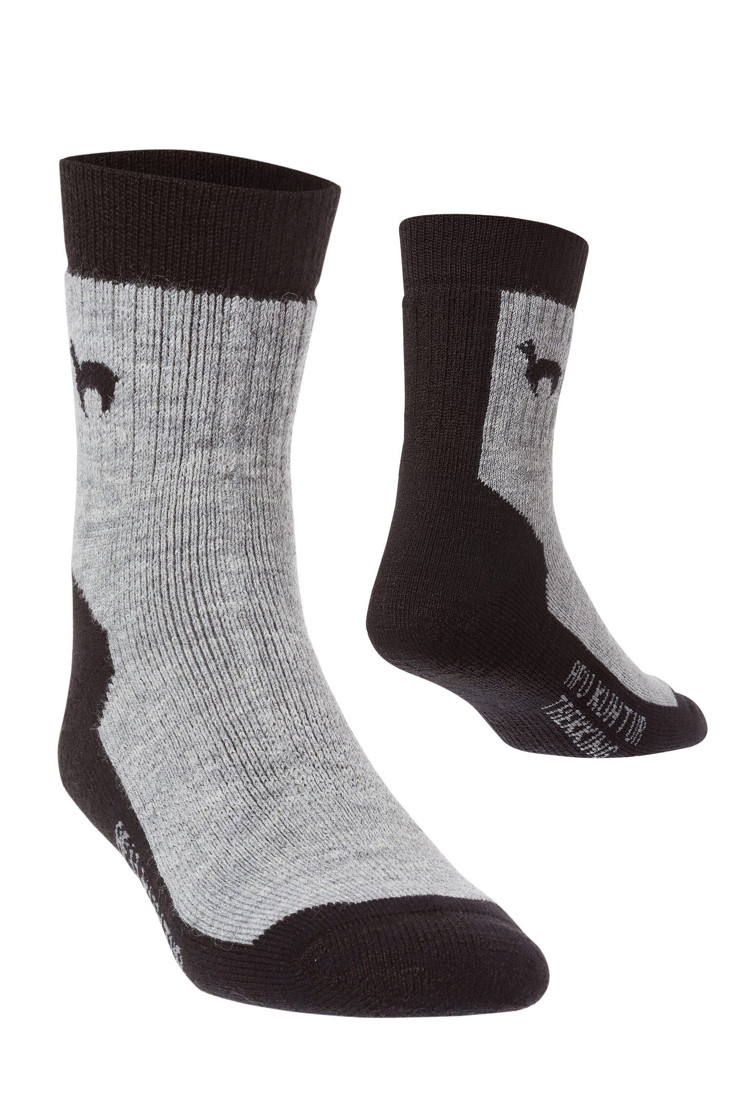 Alpaka TREKKING Socken Schwarz-Grau 36-38 