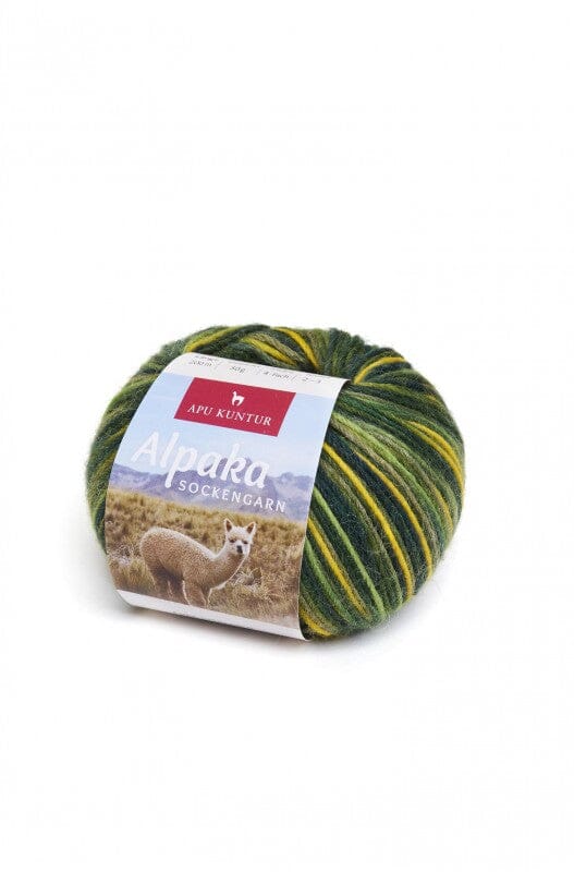 Alpaka Wolle SOCKENGARN 50g 100m Nadel 2,5 Strick-Häkel-Garn Strickwolle 25 Grün-Gelb 