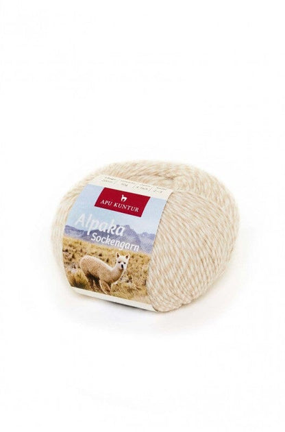 Alpaka Wolle SOCKENGARN 50g 100m Nadel 2,5 Strick-Häkel-Garn Strickwolle N-105 Beige-Melange 