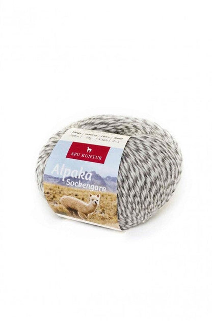 Alpaka Wolle SOCKENGARN 50g 100m Nadel 2,5 Strick-Häkel-Garn Strickwolle N-155 Grau-Melange 