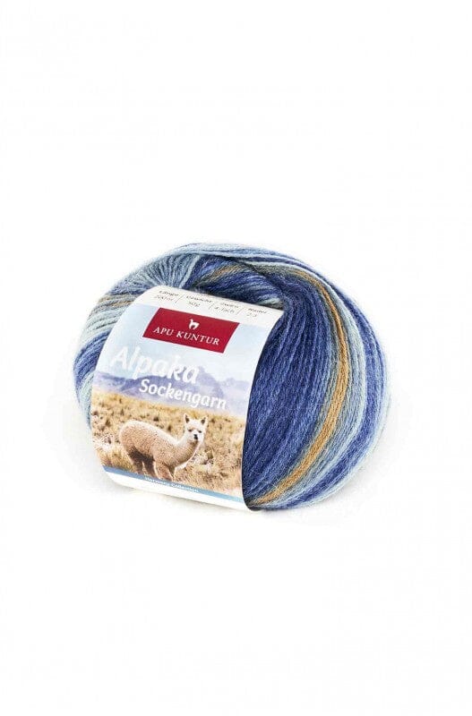 Alpaka Wolle SOCKENGARN 50g 100m Nadel 2,5 Strick-Häkel-Garn Strickwolle Ocker-Blau 