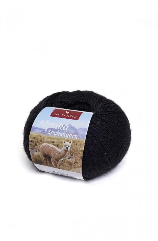 Alpaka Wolle SOCKENGARN 50g 100m Nadel 2,5 Strick-Häkel-Garn Strickwolle Schwarz 